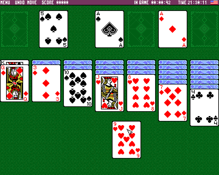 TSolitaire - ZX Spectrum game gameplay screen TSolitaire - ZX Spectrum game gameplay screen